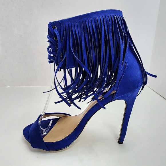 JustFab Sosha Cobalt Blue Sandals Heels Size 6 1/2 - Picture 6 of 11